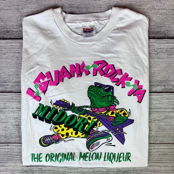 Vintage 1990s Midori Liqeur Iguana Single Stitch T-shirt - Picture 1 of 6